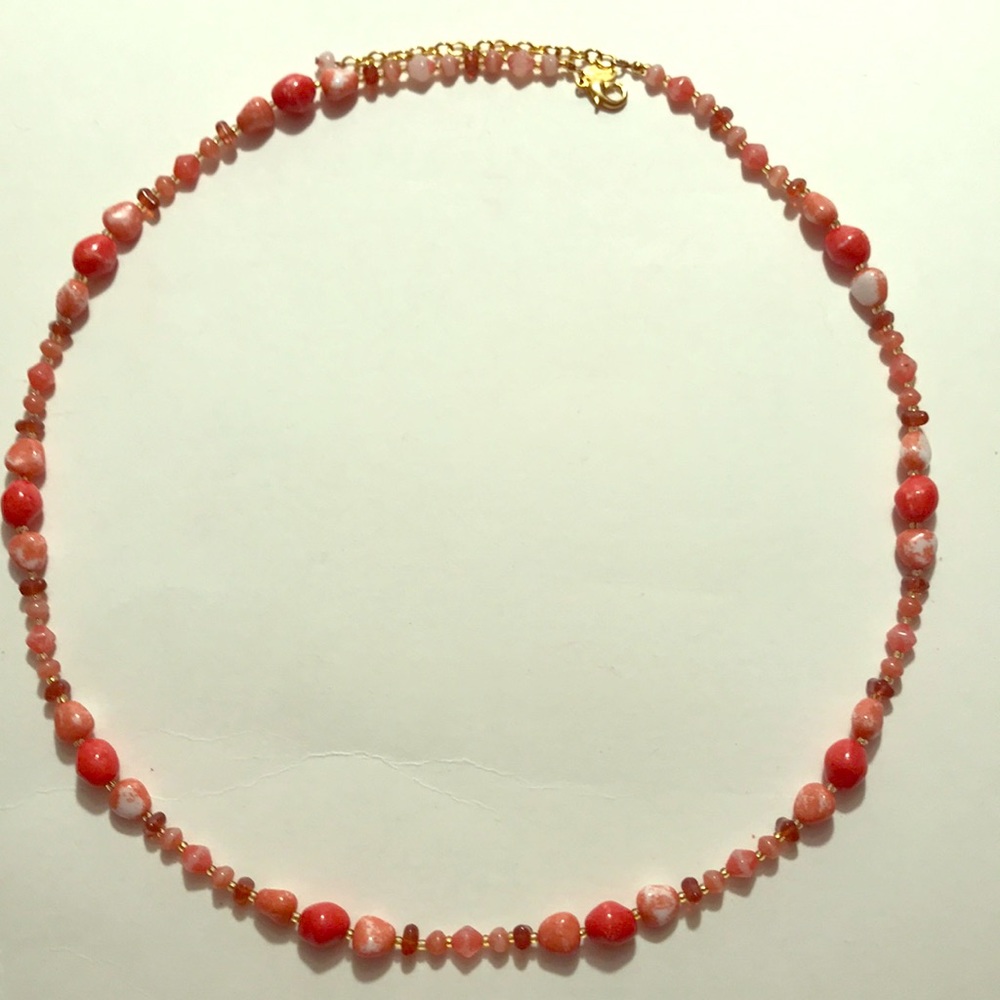 Salmon Tone Small Stone Necklace - Joan Rivers
